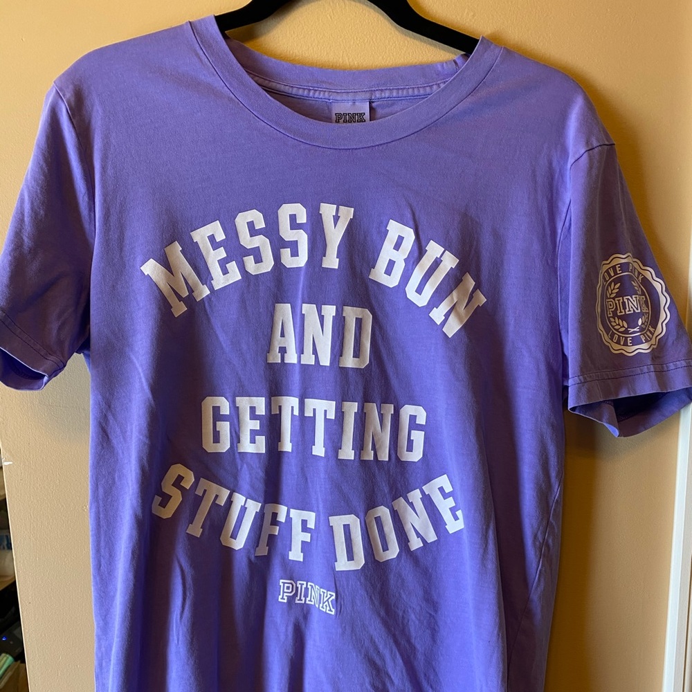 PINK Messy Bun Tee